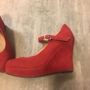 Modcloth red wedge shoes
